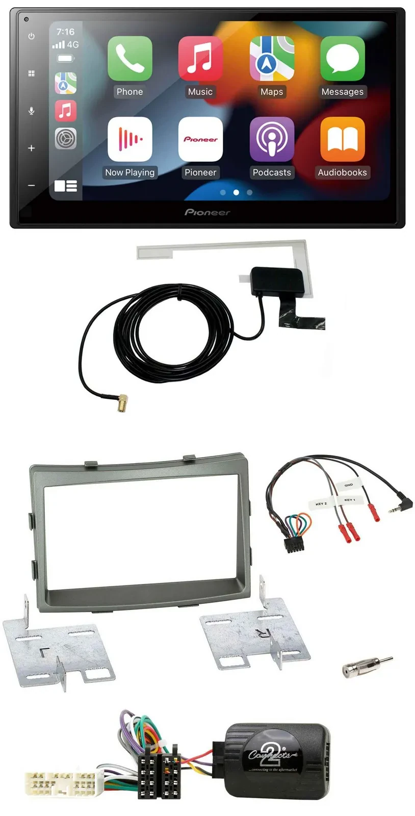 Pioneer Lenkrad USB Bluetooth DAB 2DIN Autoradio für SSangYong Rodius ab 2013