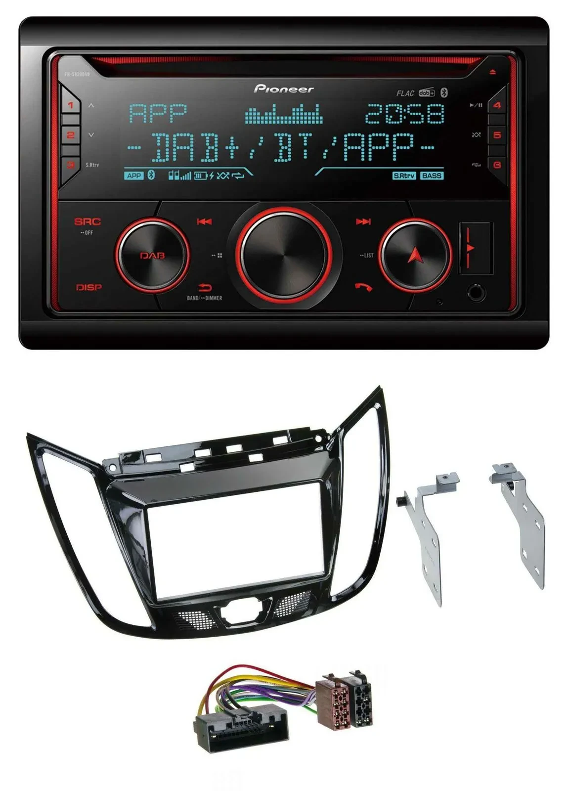 Автомагнитола Pioneer 2-DIN DAB Bluetooth USB CD для Ford C-Max/Kuga, черный (piano black)