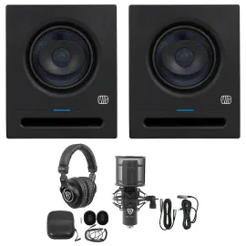 (2) Presonus Eris Pro 6 Powered 6" 2-Way Studio Monitors Speakers+Headphones+Mic