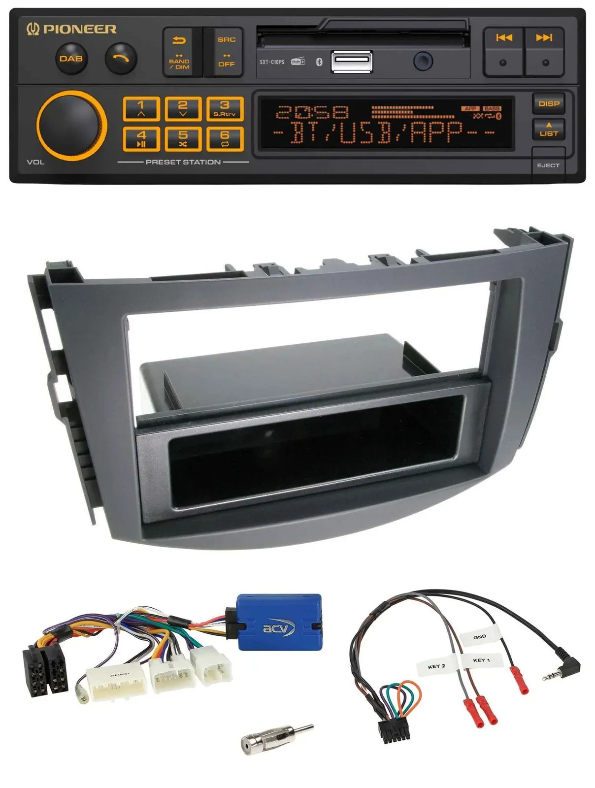 Автомагнитола для Toyota RAV4 Pioneer DAB, USB, Bluetooth, совместима с кнопками на руле (2011–2013)