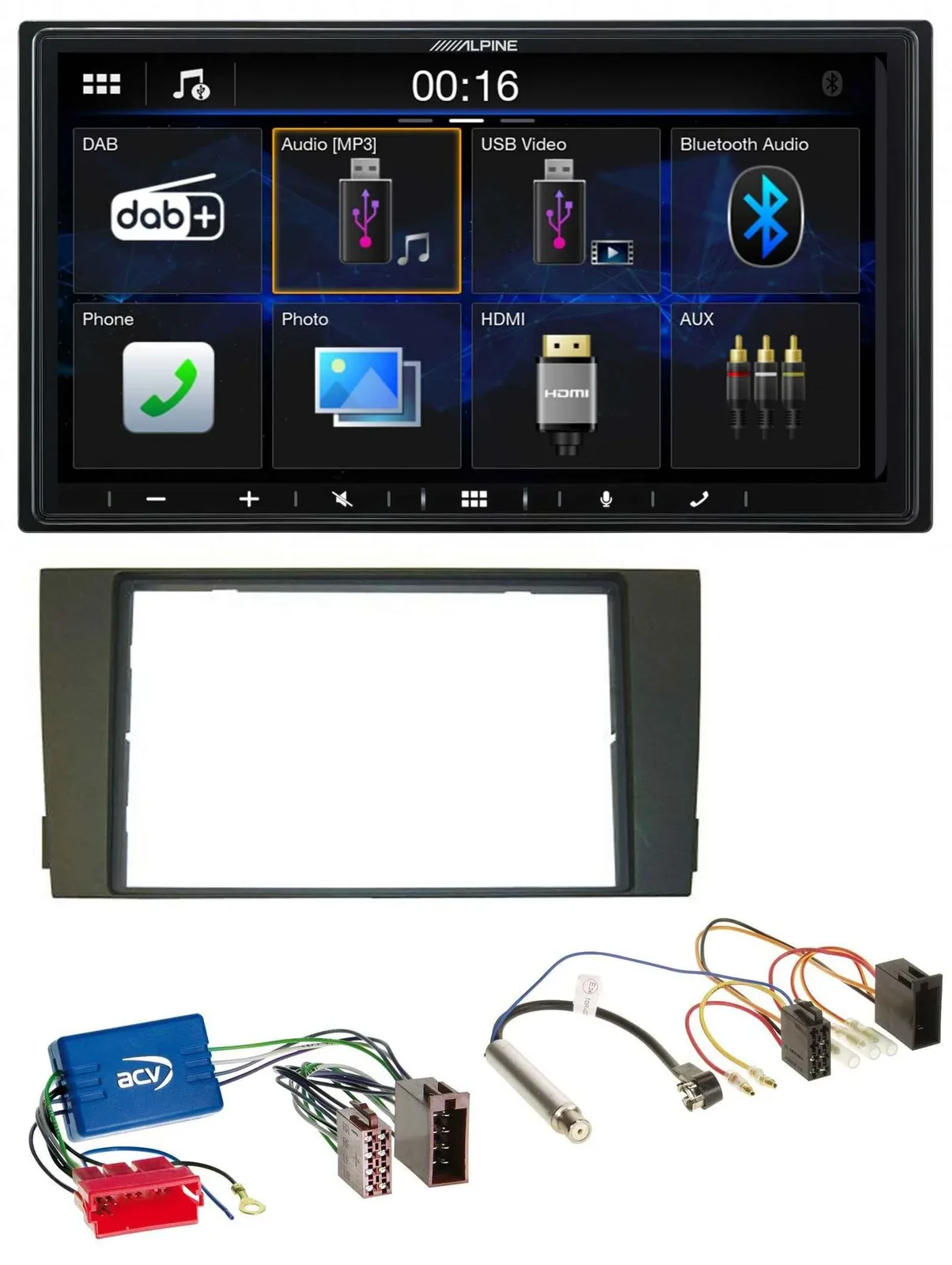 Alpine Bluetooth 2DIN MP3 DAB USB Autoradio für Audi A6 C5 01-05 Aktivsystem Min