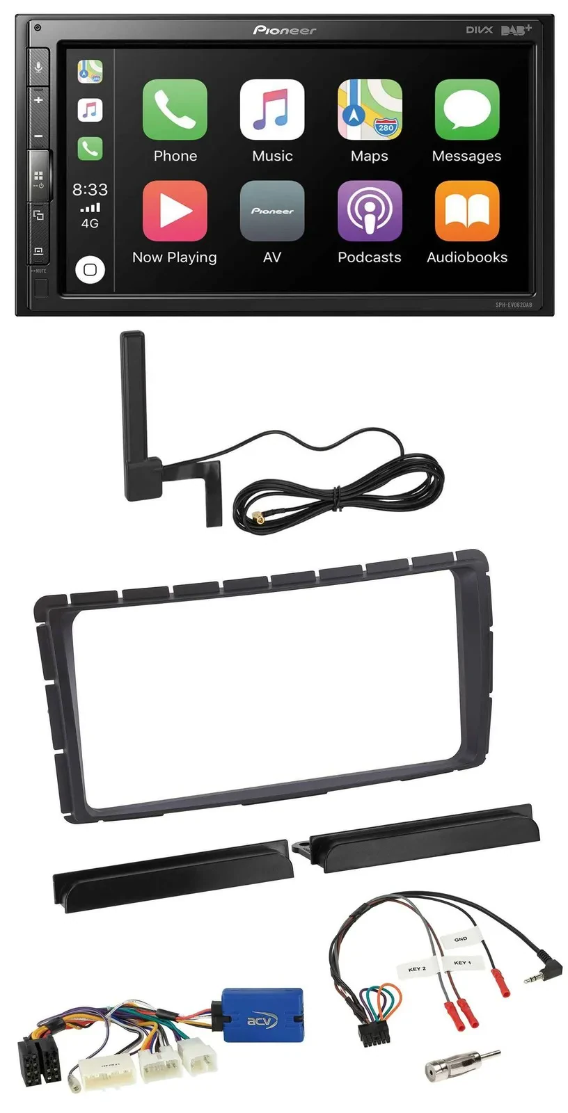 Автомагнитола Pioneer 2-DIN USB Bluetooth DAB для Toyota Hilux (с 2011, 28-pin, управление с руля)