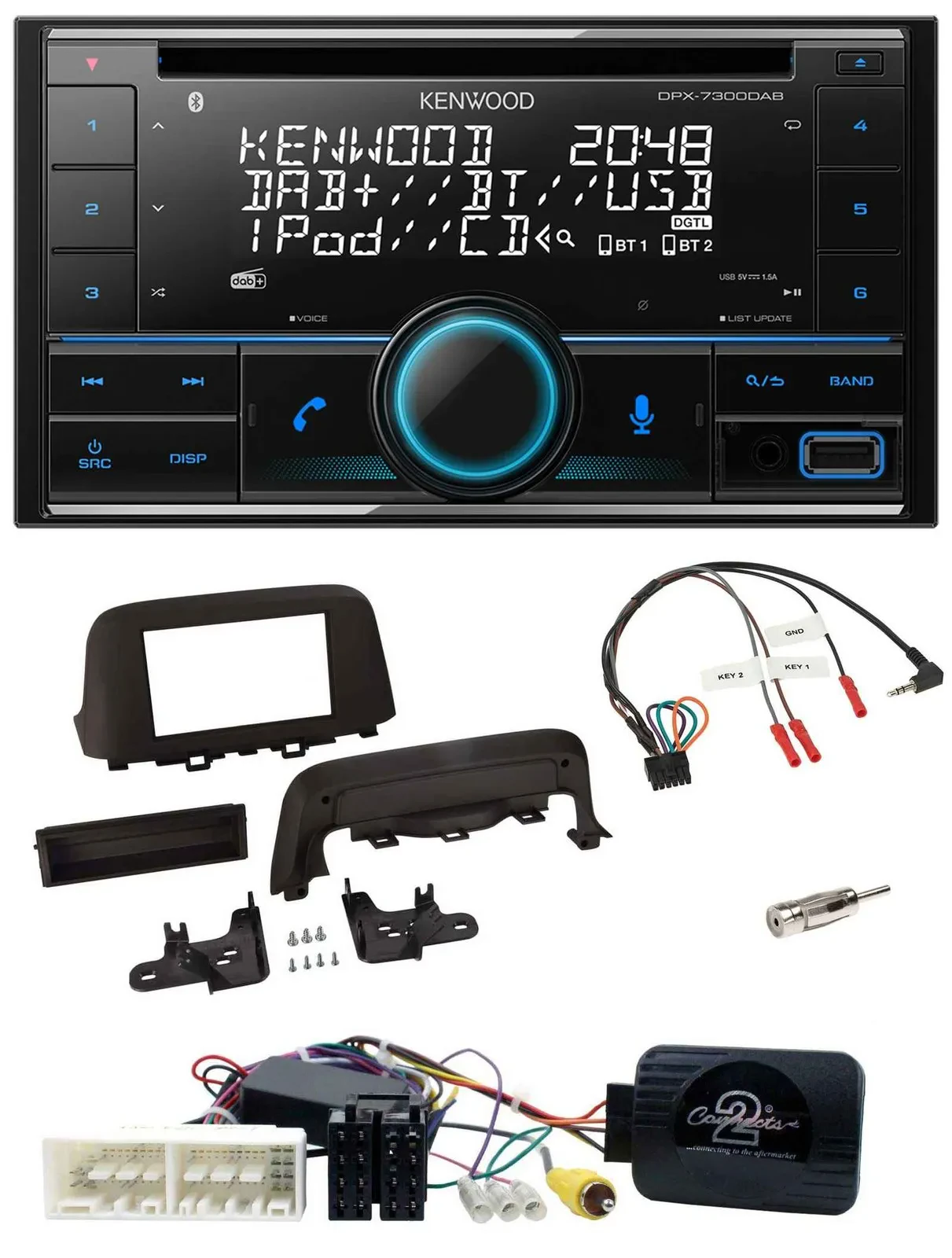 Kenwood CD 2DIN DAB USB Lenkrad Bluetooth Autoradio für Hyundai Kona ab 2013