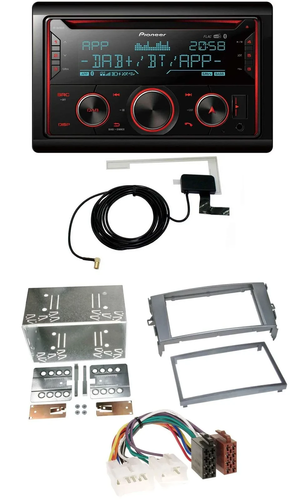 Автомагнитола Pioneer 2-DIN, MP3/DAB/USB/CD/Bluetooth, для Toyota Auris 2007–2012, антрацит