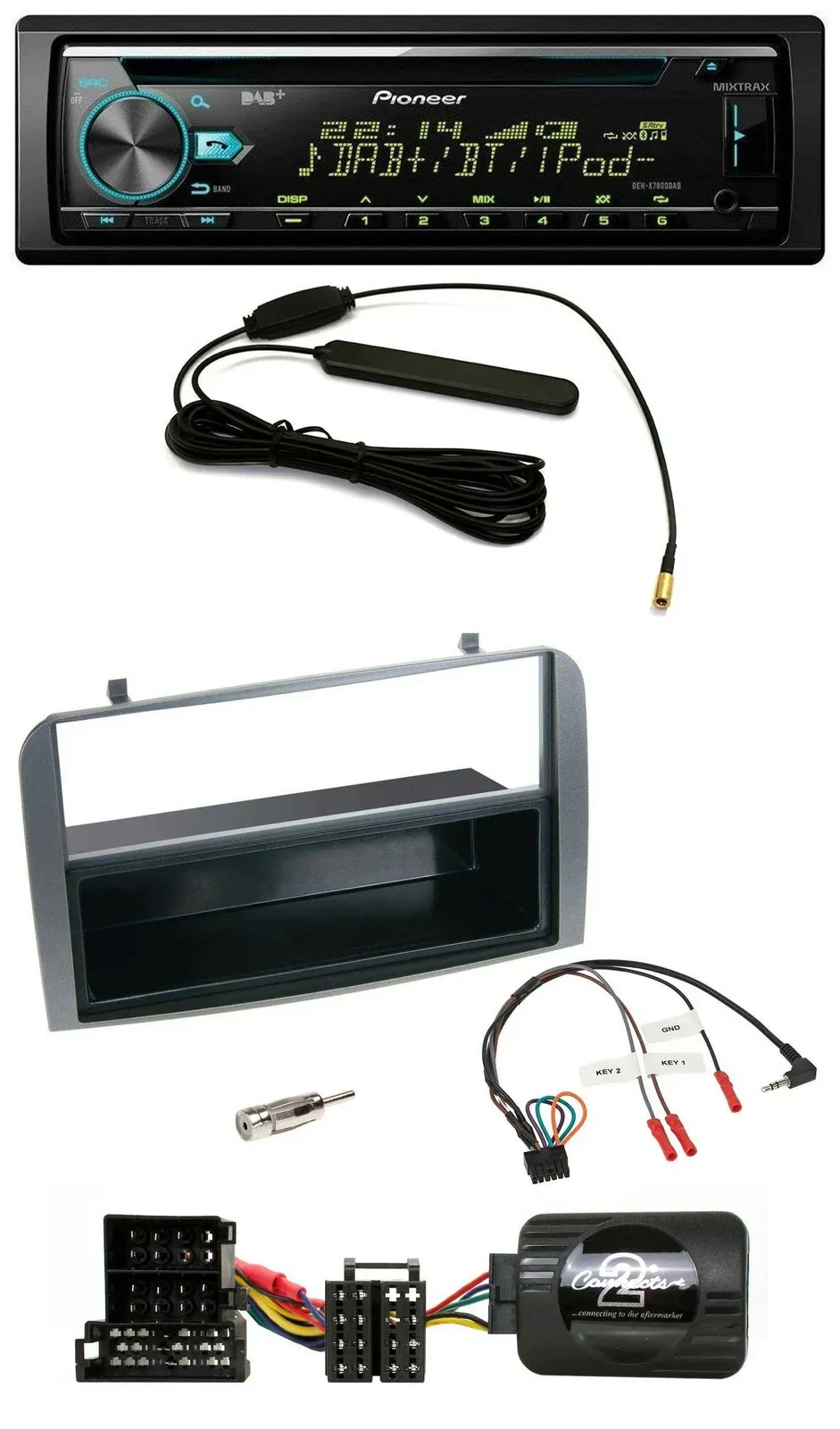 Автомагнитола для Alfa Romeo 147/GT Pioneer CD/MP3, DAB, USB, поддержка кнопок на руле, цвет антрацит