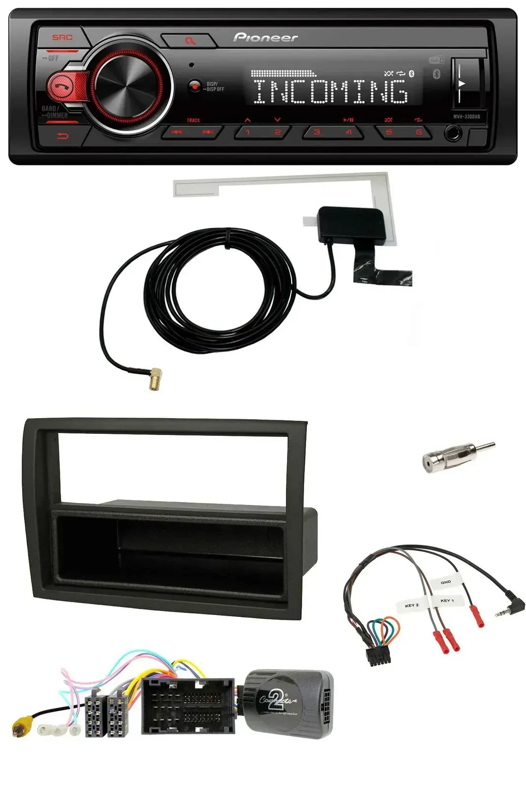 Автомагнитола Pioneer CD, DAB, USB, MP3, совместимая с кнопками на руле для Citroen Jumper (2014–2021), черный