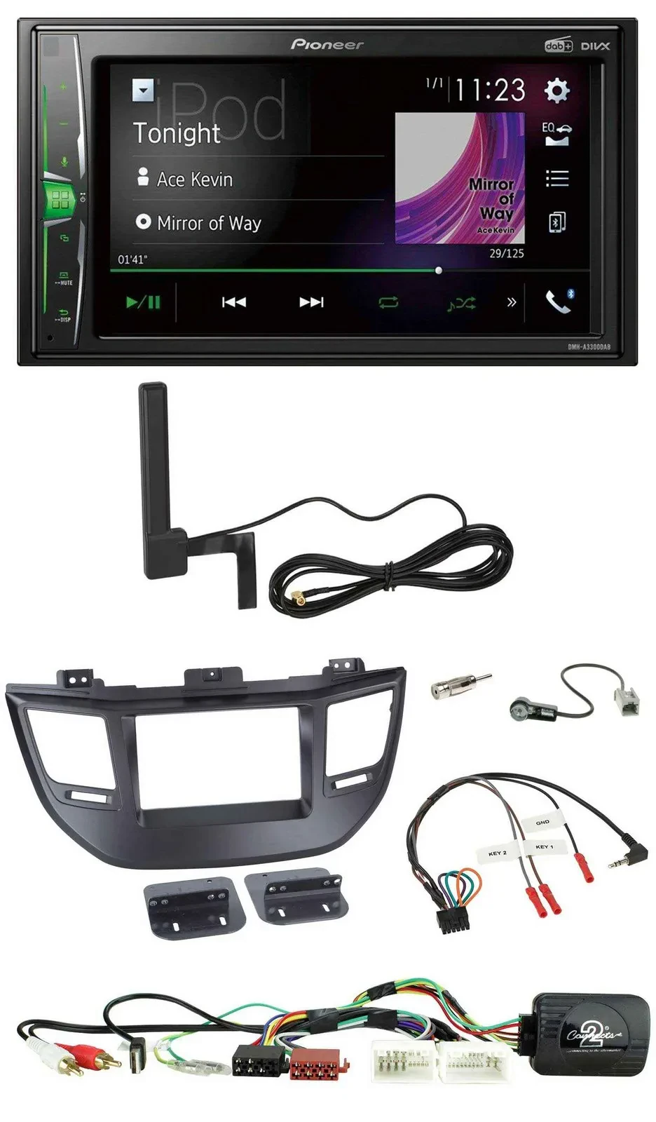 Pioneer MP3 DAB Lenkrad 2DIN Bluetooth Autoradio für Hyundai Tucson 15-20 schwar