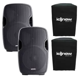 Gemini AS-1500P 15" Active Powered Loudspeakers w Wheels & Free Cover Pair