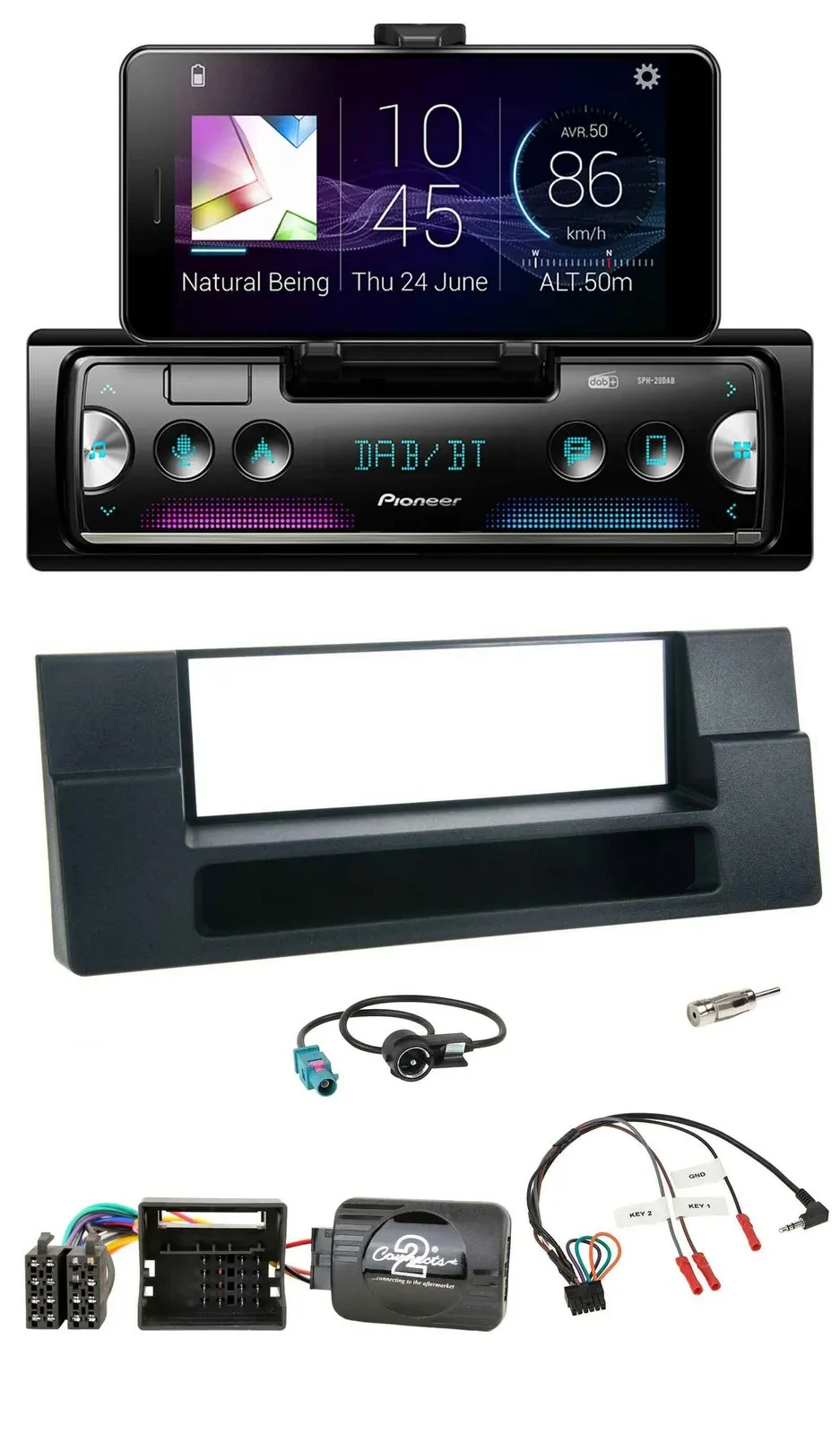 Pioneer USB Lenkrad Bluetooth DAB Autoradio für BMW 5er E39 X5 Quadlock Ablage