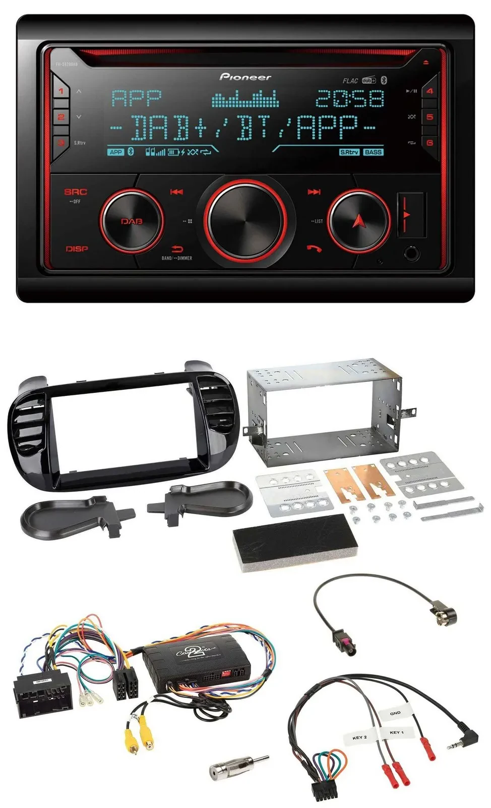 Автомагнитола для Fiat 500 (2014–2015) Pioneer 2DIN DAB Bluetooth USB CD