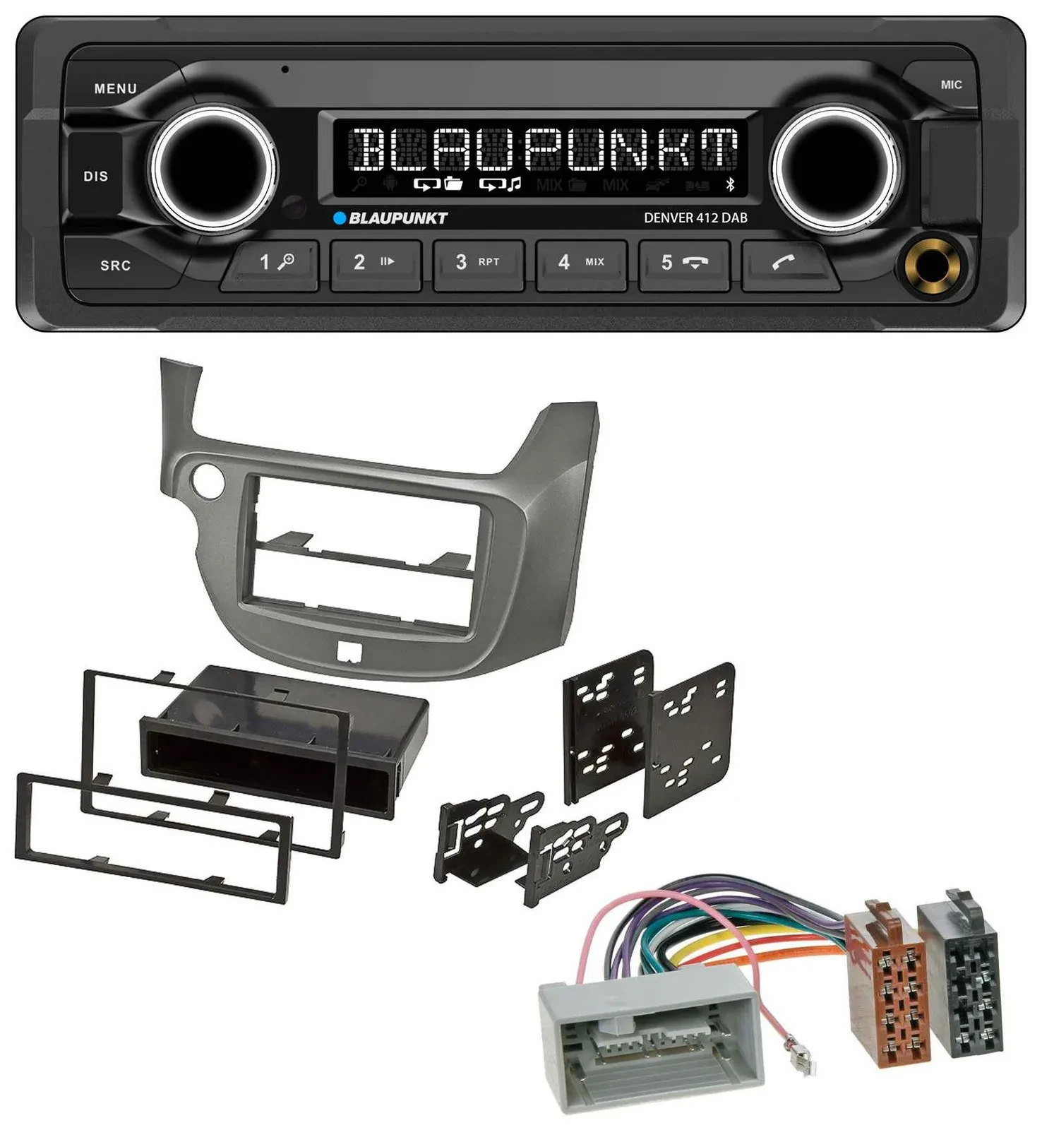 Автомагнитола для авто Blaupunkt Bluetooth DAB MP3 USB для Honda Jazz (с 2009), серебристая