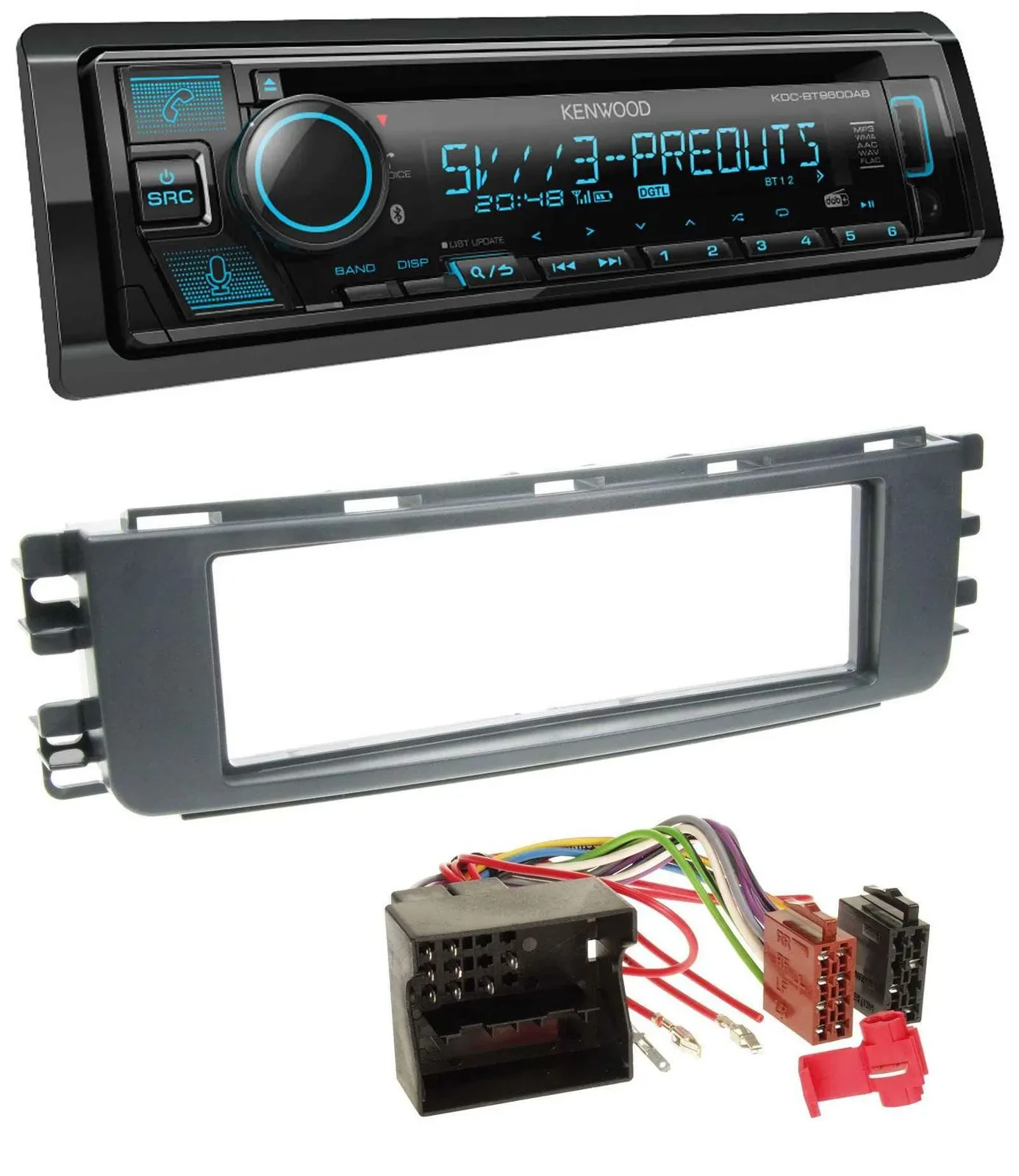 Автомагнитола для Smart ForFour (454, 2004–2006) Kenwood Bluetooth, USB, CD, MP3, DAB