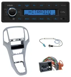 VDO AUX 1DIN MP3 USB Autoradio für Opel Astra J ab 2009 Platin silber