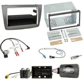 Установочный комплект для автомагнитолы Caraudio24 2-DIN для Alfa Romeo Mito 2014–2018, серебристый, с адаптером управления на руле