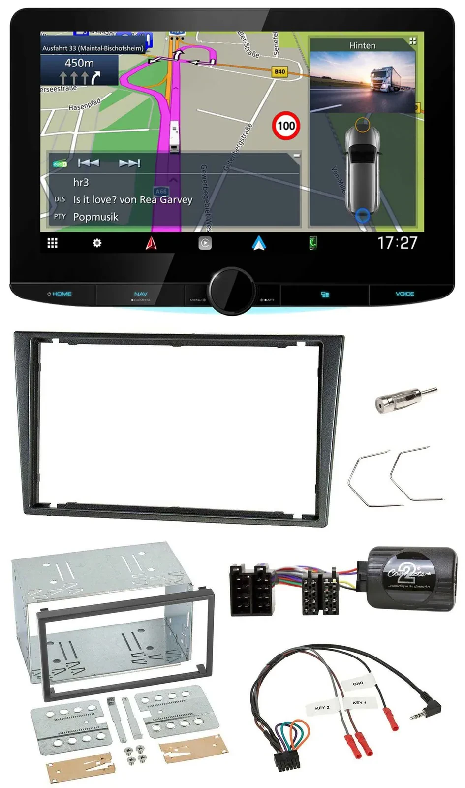 Kenwood Bluetooth DAB TMC 2DIN Lenkrad USB Navigation für Opel Corsa C 200-2004