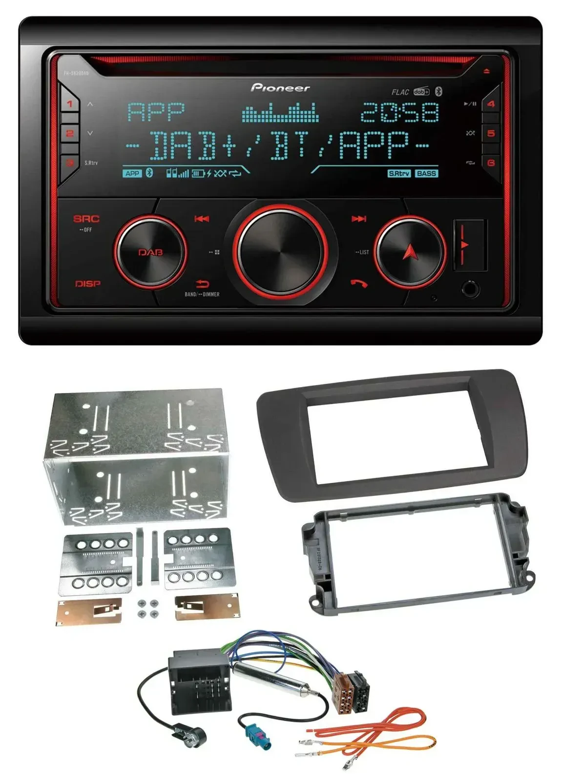 Автомагнитола Pioneer 2-DIN, DAB, MP3, Bluetooth, USB, CD, для Seat Ibiza (с 2008), серый