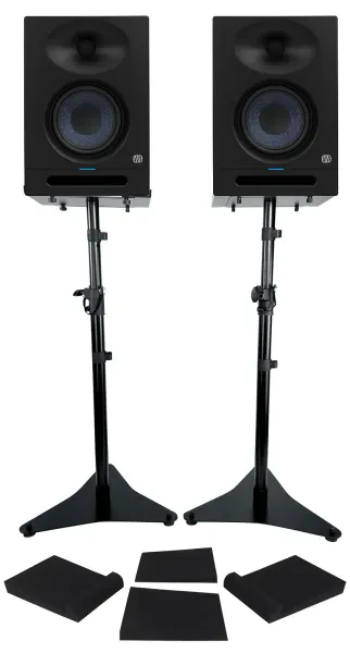 2) Presonus Eris Studio 8 Powered Active 8" Studio Monitors Speakers+Stands+Pads