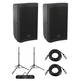 Behringer DR110DSP 10" 1000W 2-Way Active PA Powered Speaker, Pair, Bundle with