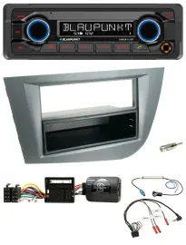 Автомагнитола для Seat Leon 2005-2010 Blaupunkt Bluetooth, MP3, USB, поддержка кнопок на руле, темно-серый
