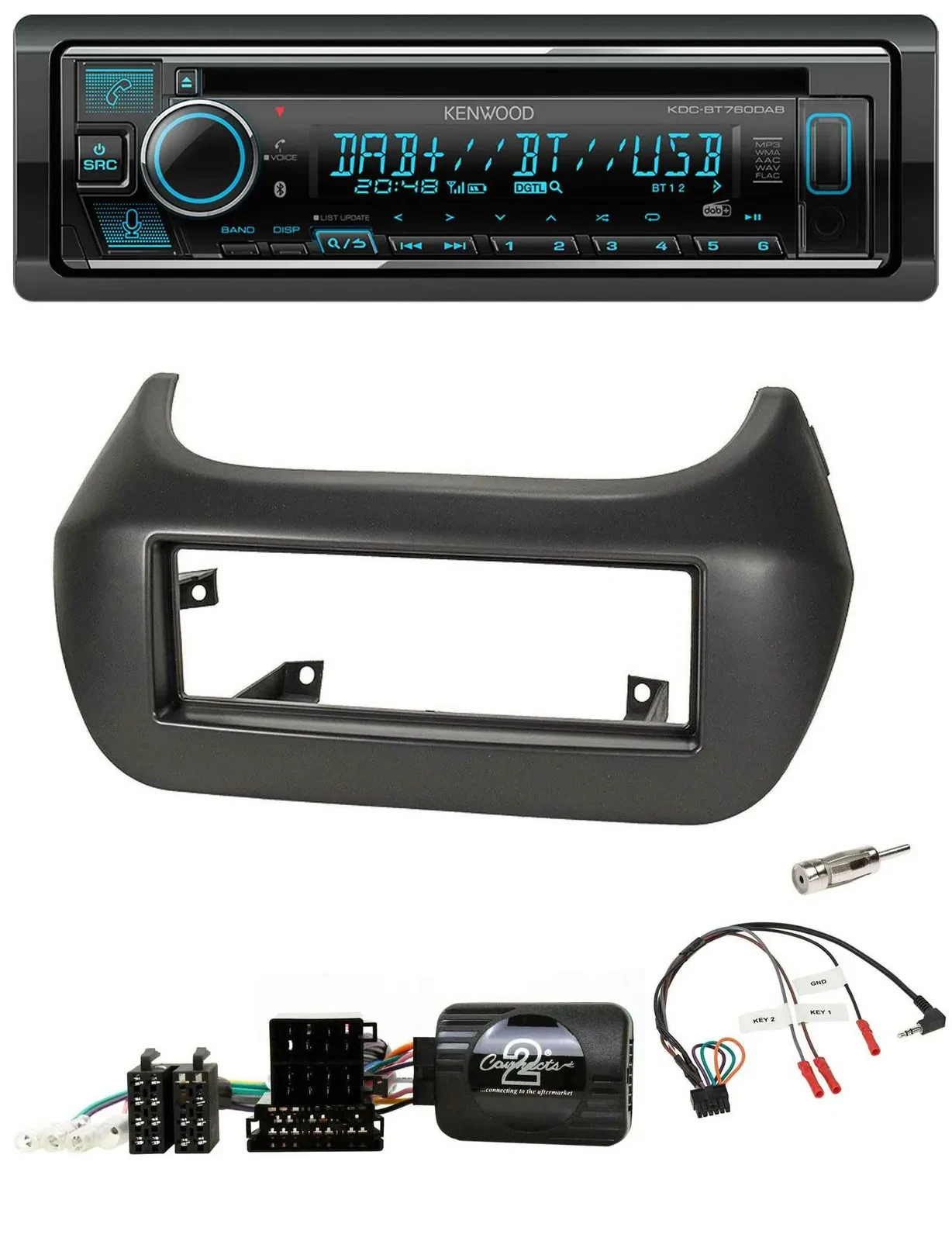 Kenwood Lenkrad Bluetooth DAB USB CD Autoradio für Fiat Fiorino Citroen Nemo Peu