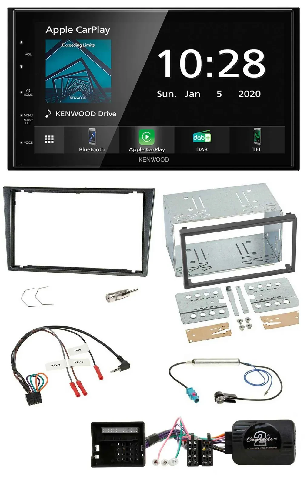 Kenwood Bluetooth Lenkrad DAB USB 2DIN Autoradio für Opel Tigra Corsa C Meriva g