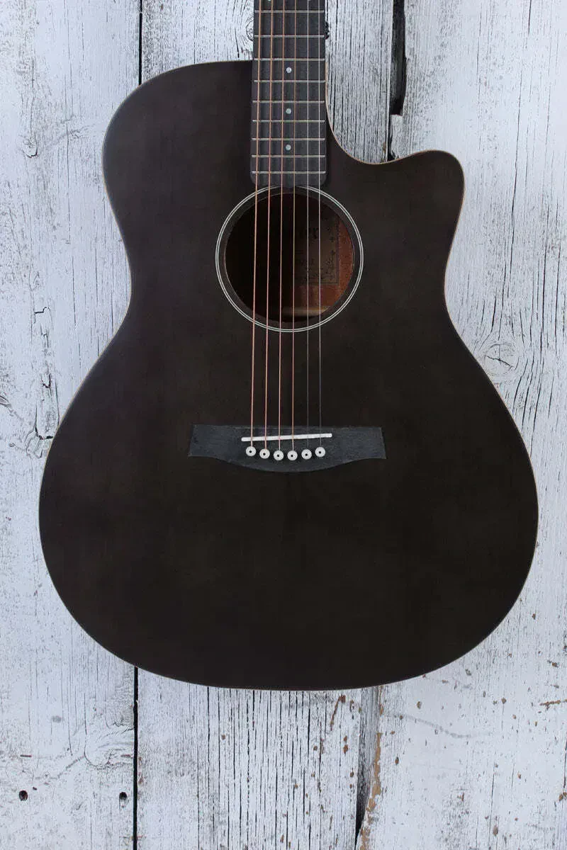 Schecter Deluxe Acoustic Concert Body Acoustic Guitar Satin See Thru Black