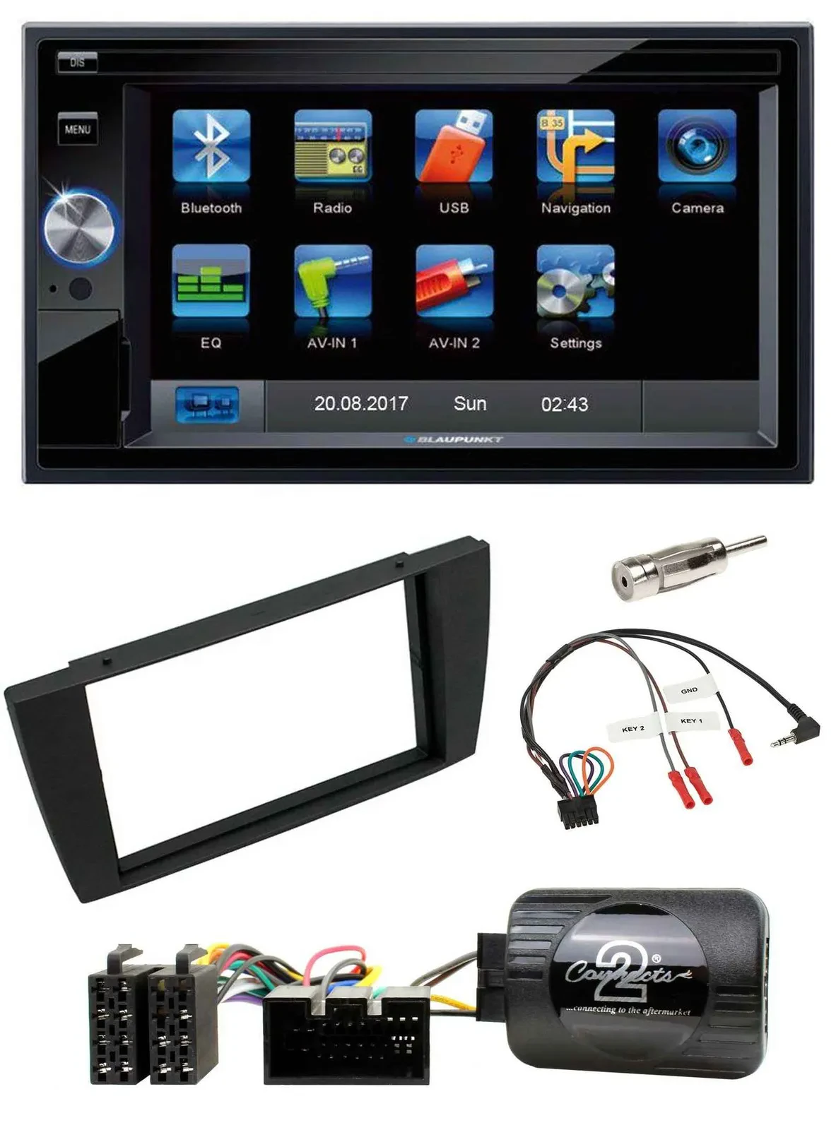 Blaupunkt SD USB TMC Bluetooth 2DIN Lenkrad Navigation für Jaguar X-Type S 2003-
