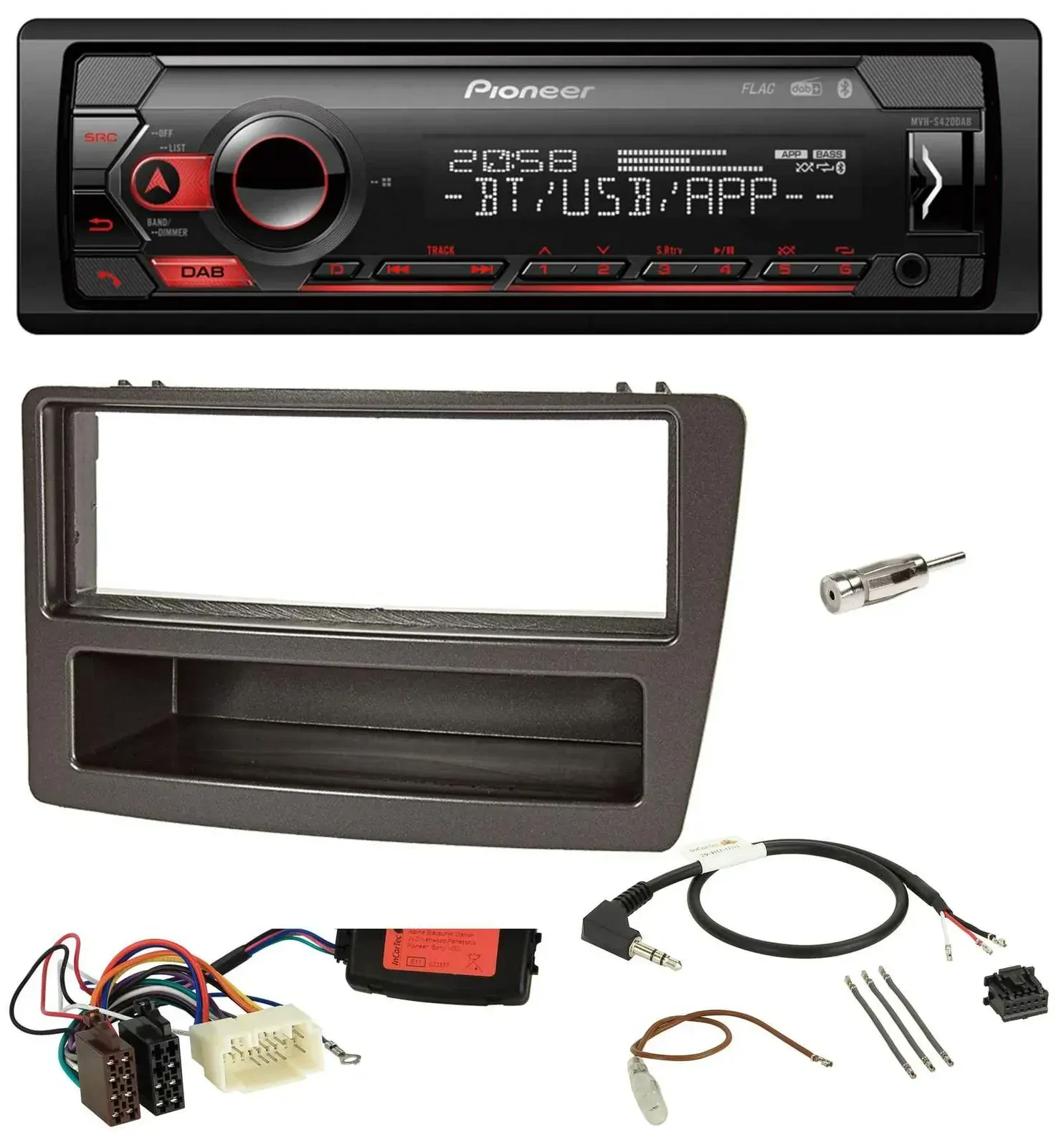 Автомагнитола для Honda Civic 04–06 Pioneer USB, DAB, Bluetooth, поддержка кнопок на руле, антрацит