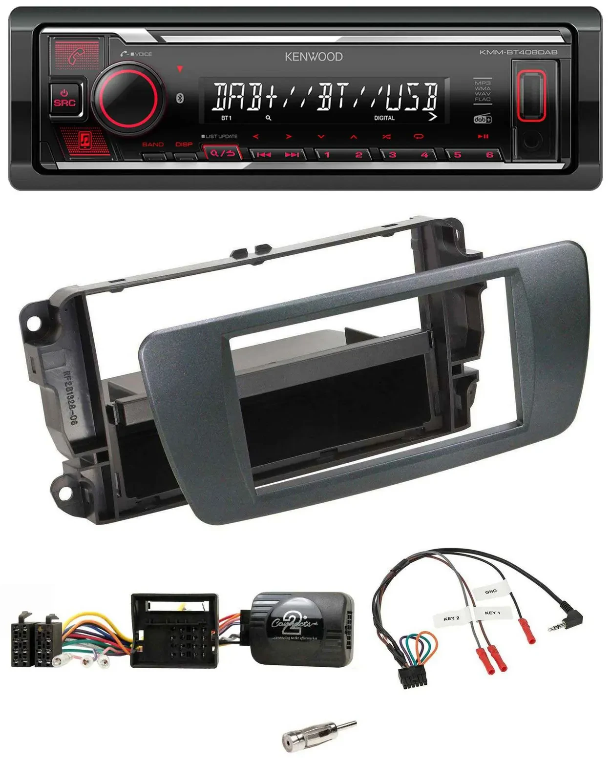 Kenwood Lenkrad Bluetooth USB DAB Autoradio für Seat Ibiza azabacheschwarz