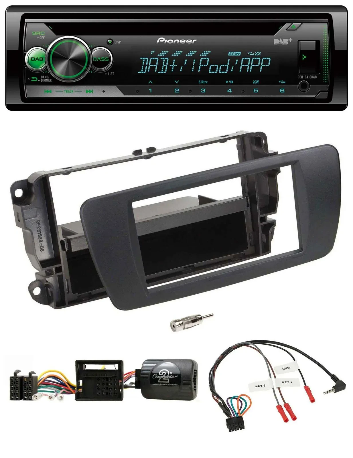 Pioneer USB MP3 DAB Lenkrad CD Autoradio für Seat Ibiza nitschwarz