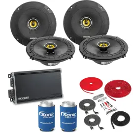 Комплект автозвука Kicker CSC65 + усилитель (набор), 6.5", 2 пары, с комплектом установки усилителя