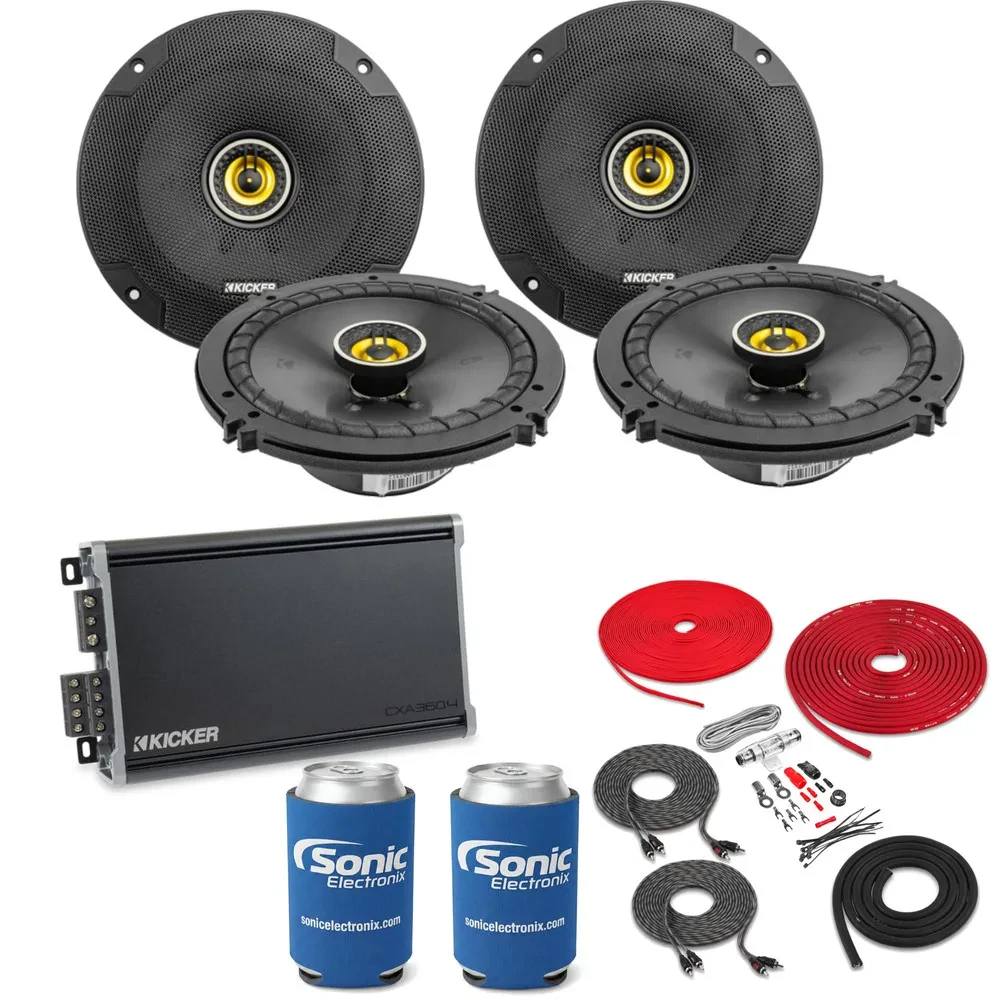 Комплект автозвука Kicker CSC65 + усилитель (набор), 6.5", 2 пары, с комплектом установки усилителя
