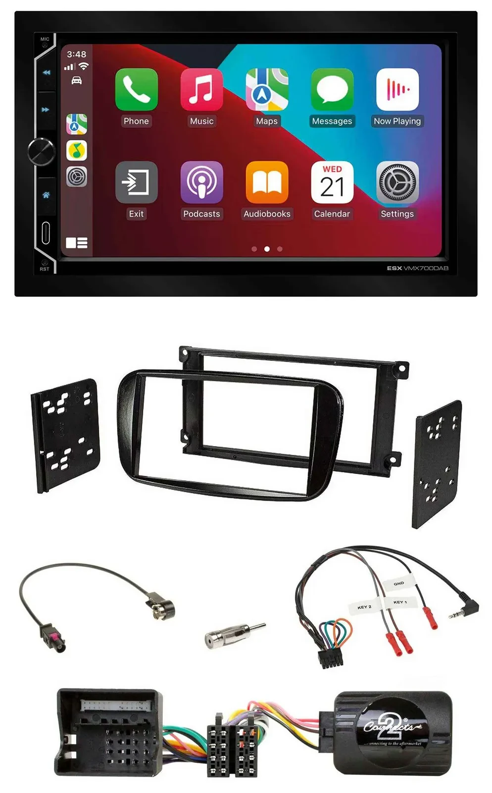 Автомагнитола ESX 2 DIN DAB USB Bluetooth для Ford Mondeo 2007–2014 и S-Max, глянцевая