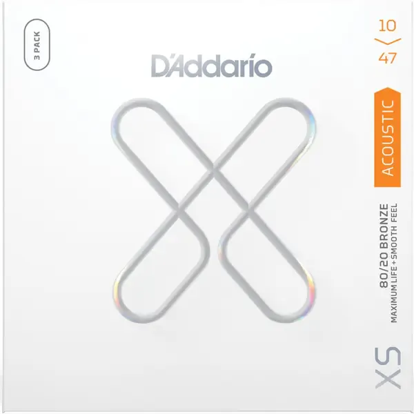 Струны для акустической гитары D'Addario XSABR1047 10-47, бронза 80/20 с покрытием XS