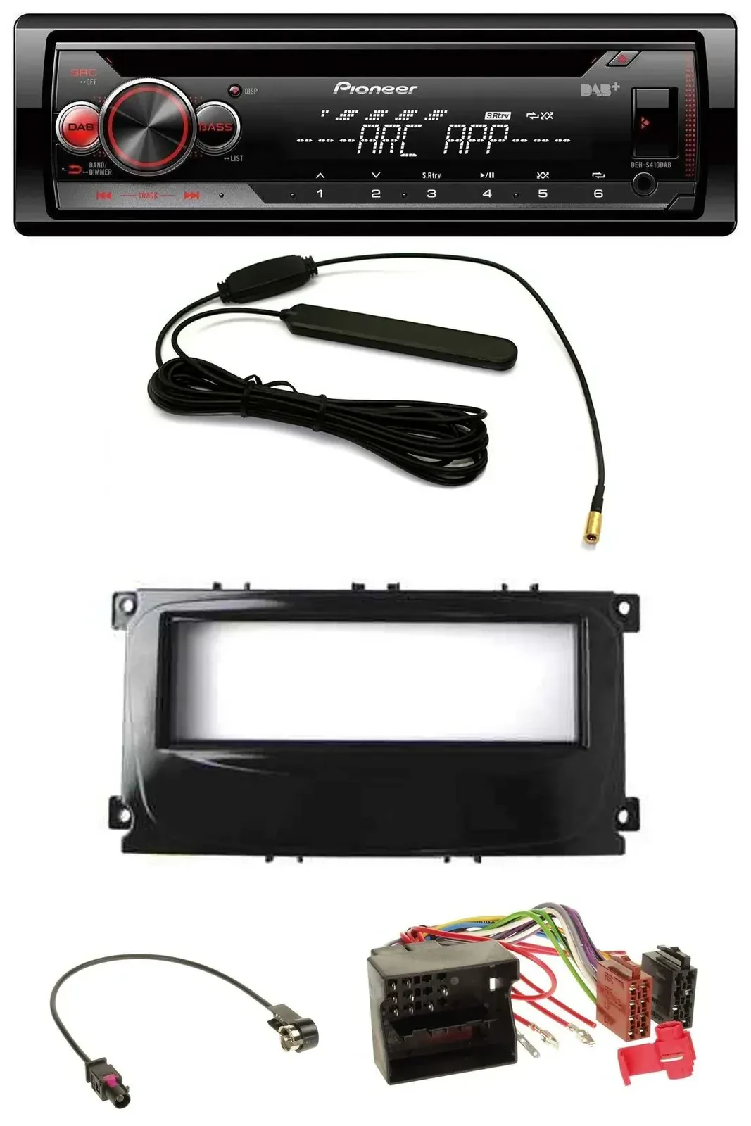 Автомагнитола Pioneer CD/USB/AUX/DAB/MP3 для Ford Mondeo и S‑Max (2007–2014), глянцевый чёрный