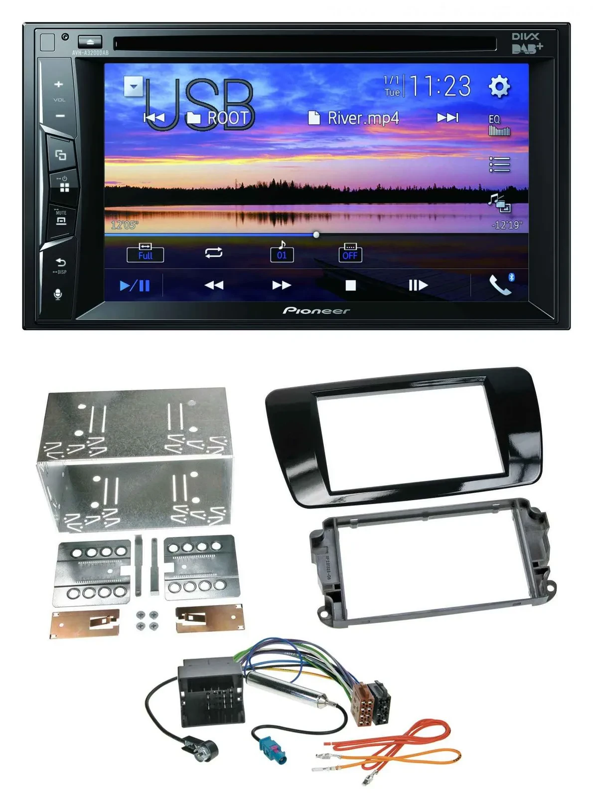 Pioneer Bluetooth 2DIN USB DVD DAB MP3 Autoradio für Seat Ibiza ab 08 Klavierlac
