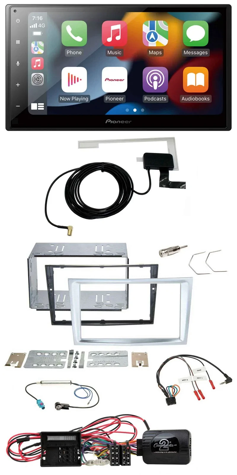 Автомагнитола Pioneer 2DIN USB Bluetooth DAB для Opel Corsa D (2009+), матовый хром