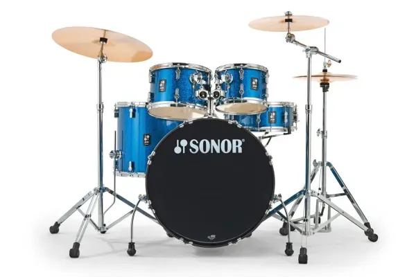 Sonor AQX STAGE Drum Set w/Hardware and Sabian Cymbals, Blue Ocean Sparkle