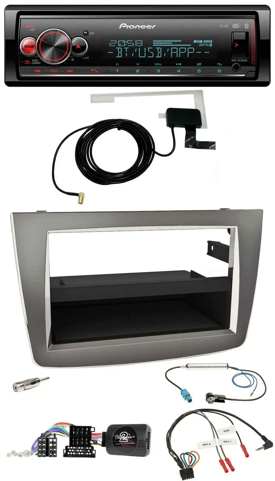 Автомагнитола Pioneer Bluetooth, DAB, USB для Alfa Romeo Mito 955 (2008–2014), серебристая