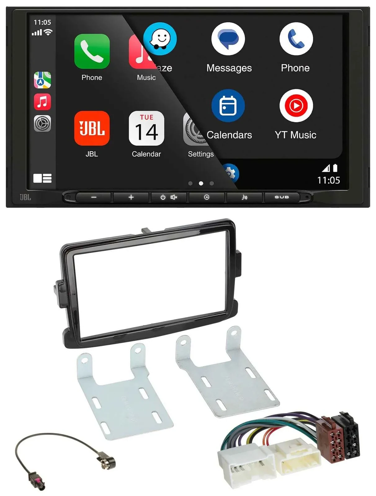 JBL USB 2DIN MP3 Bluetooth AUX Autoradio für Dacia Dokker Logan Duster Lodgy pia