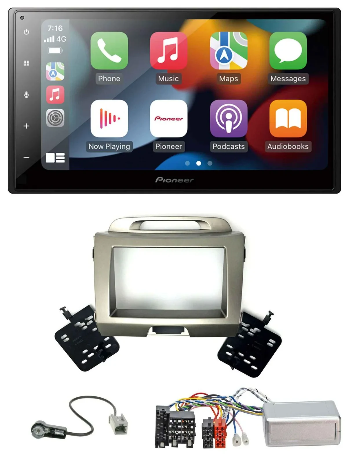 Автомагнитола Pioneer 2 DIN, DAB, Bluetooth, USB, для Kia Sportage 3 (2010–2015), поддержка кнопок на руле