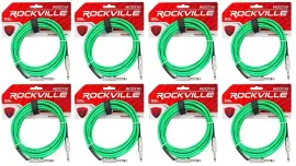 Инструментальный кабель Rockville RCGT10G Green 3 м (8 штук)