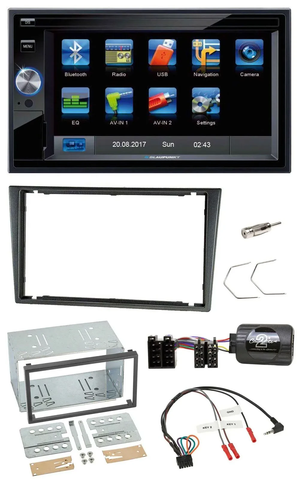 Blaupunkt 2DIN Bluetooth TMC USB Lenkrad SD Navigation für Opel Corsa C 200-2004