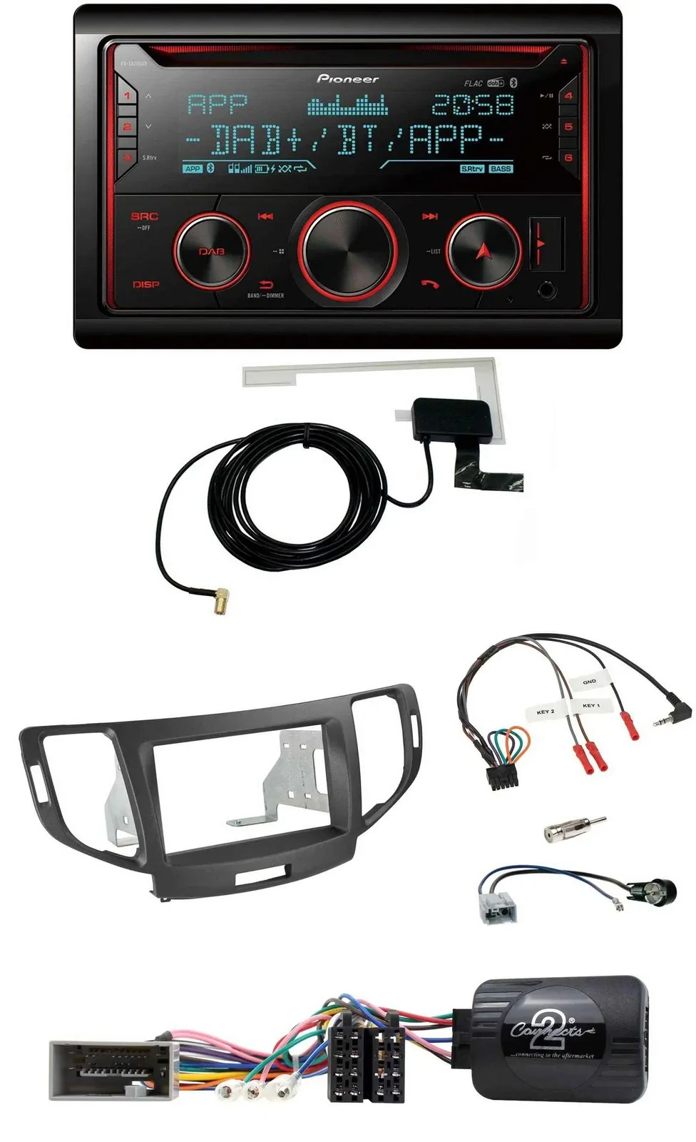 Pioneer 2DIN Lenkrad DAB USB CD Bluetooth Autoradio für Honda Accord 2008-2015 a