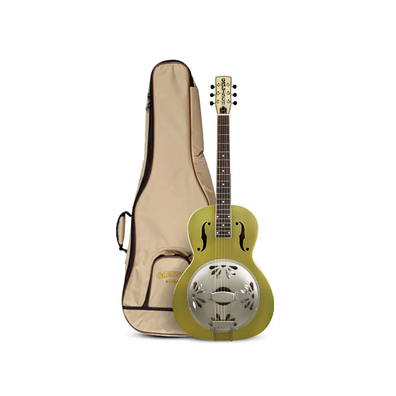 Резонаторная гитара Gretsch G9202 Honey Dipper Special Bell Bronze с коричневым чехлом (набор)