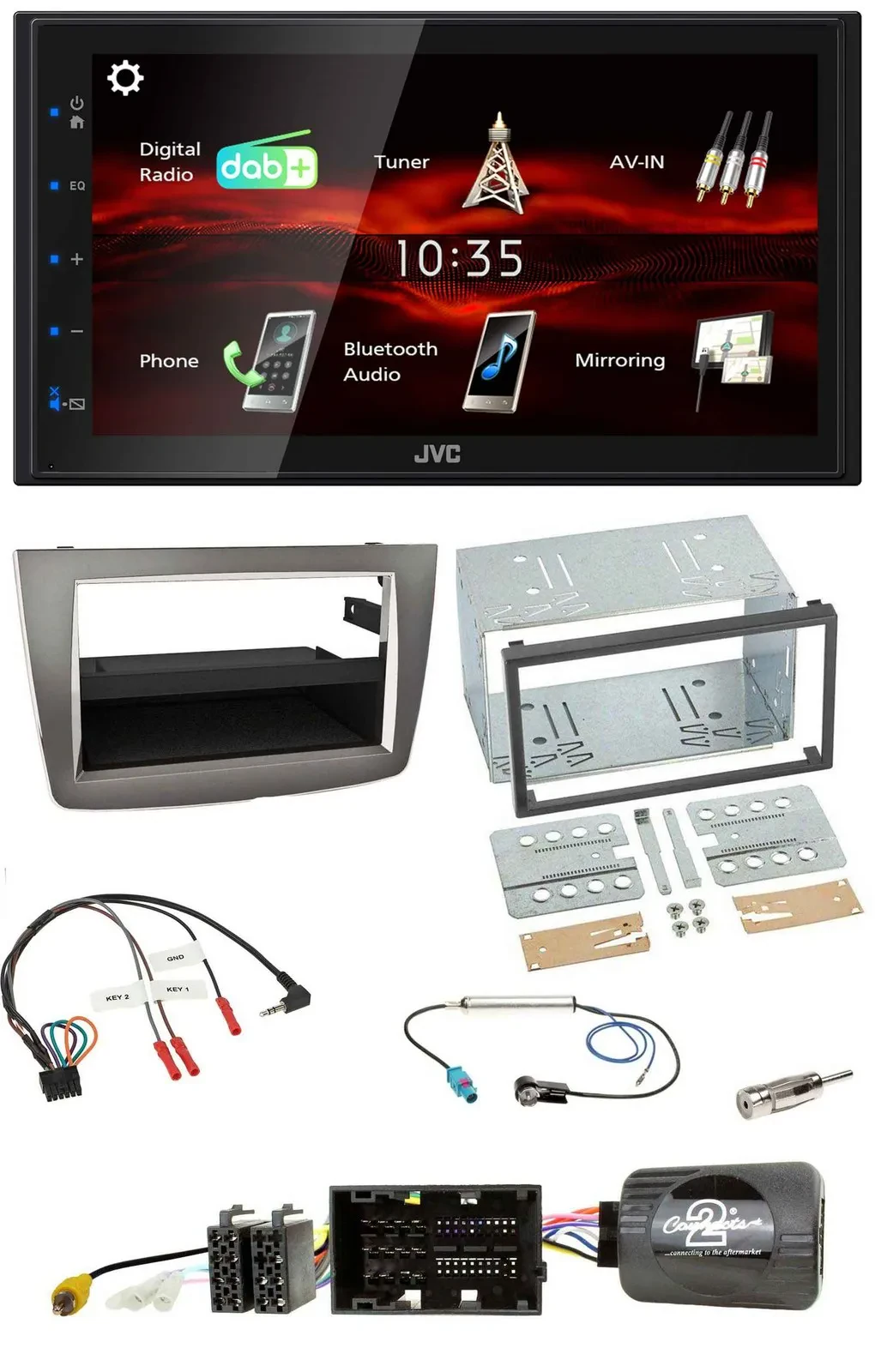 JVC USB Bluetooth Lenkrad DAB 2DIN Autoradio für Alfa Romeo Mito 2014-2018 silbe