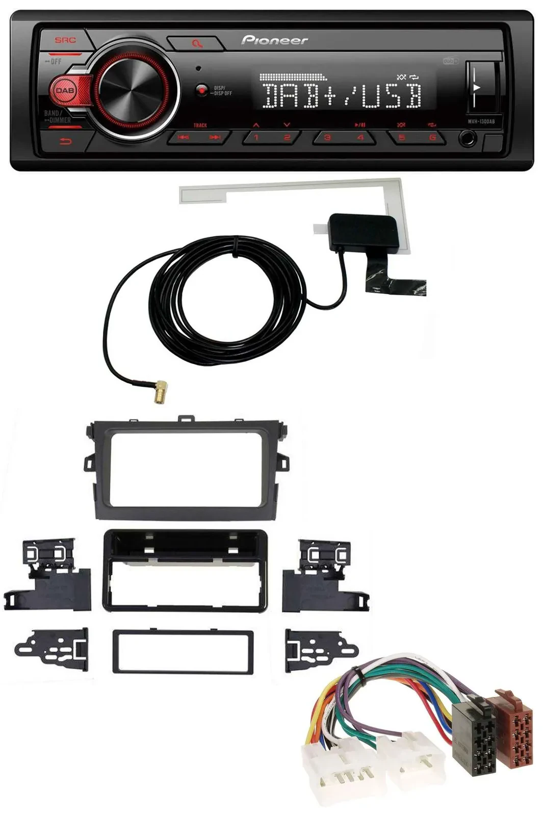 Автомагнитола Pioneer 1 DIN MP3 DAB USB AUX для Toyota Corolla (2009–2012), серебристая