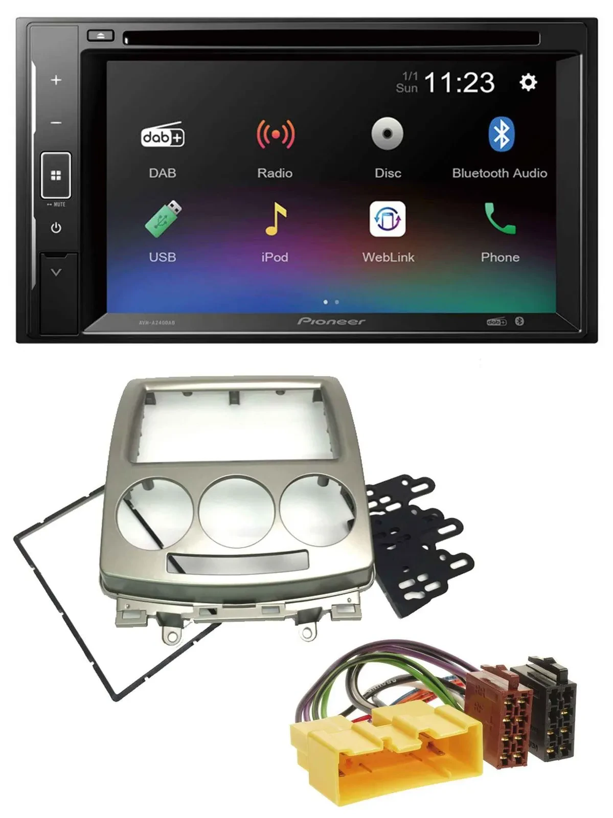 Pioneer Bluetooth MP3 USB 2DIN DAB DVD Autoradio für Mazda 5 (CR, 2005-2010)