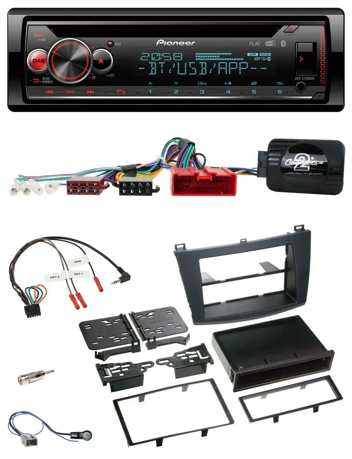 Автомагнитола Pioneer DAB, CD, Bluetooth, USB для Mazda 3 (2009–2013), поддержка CAN-Bus, управление с руля