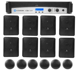 Crown CDi1000 500w 70V Commercial Amplifier+(8) JBL Wall + (6) Ceiling Speakers